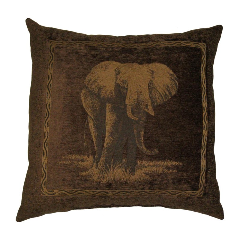25-Inch Premium Chenille Elephant Pillow