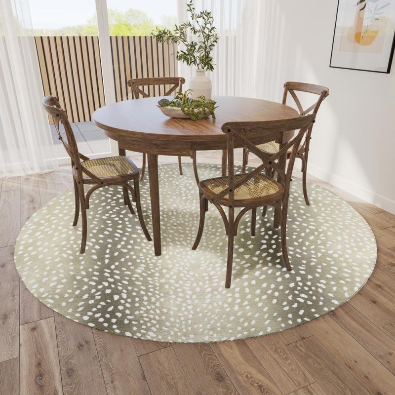 Safari Fawn Animal Animal Print 8' X 8' Area Rug Fawn Asf33