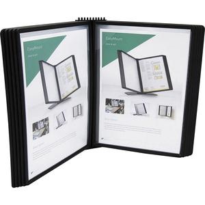 Tarifold Wall-Mountable Document Display - 10 Pockets - Support Letter 8.50" X 11" Media - Flexible, Dual Sided, Ergonomic - Black Pocket - Metal Base, Polypropylene Pocket, Plastic Pocket - 1 Each