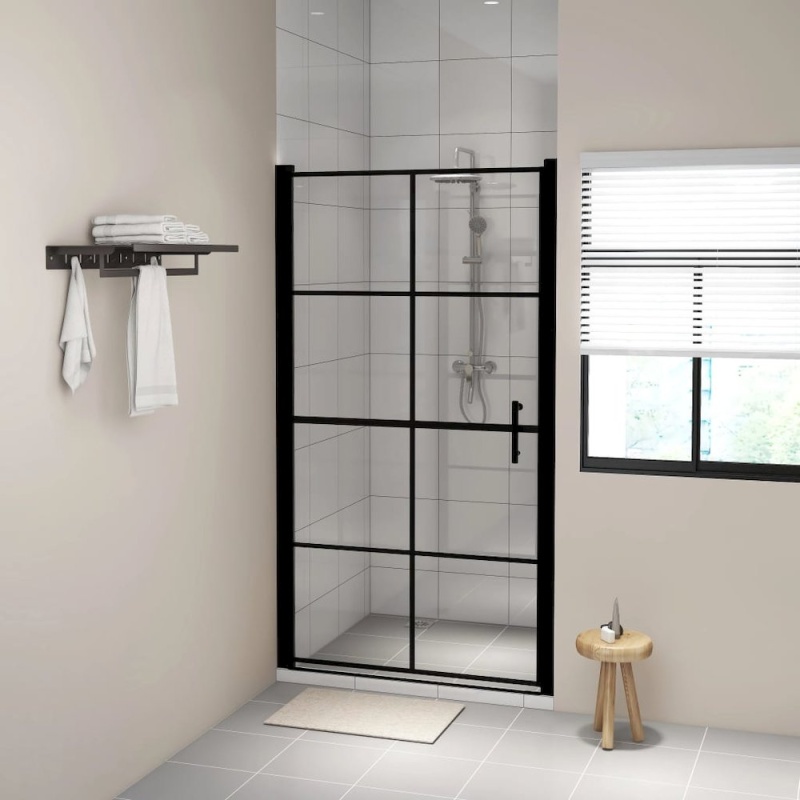 Shower Doors Tempered Glass 39.4"X70.1" Black