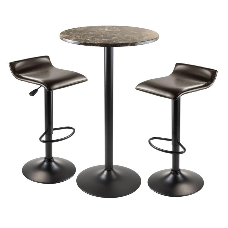 Cora 3Pc Round Pub Table With 2 Swivel Stools
