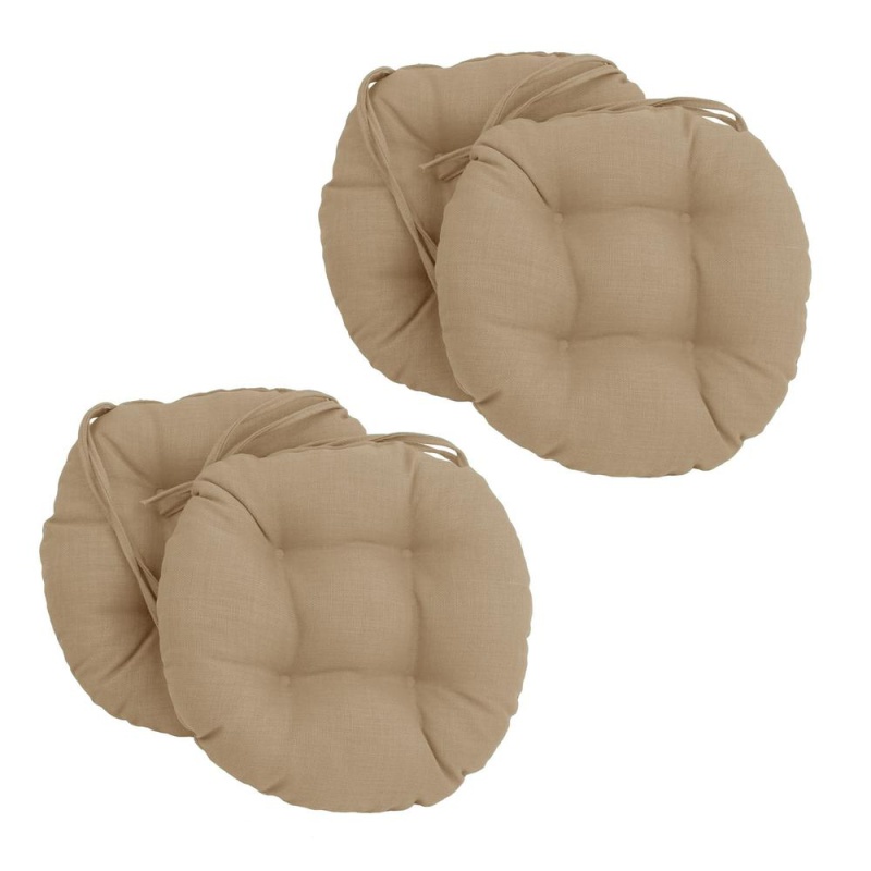 16-Inch Spun Polyester Solid Outdoor Round Tufted Chair Cushion