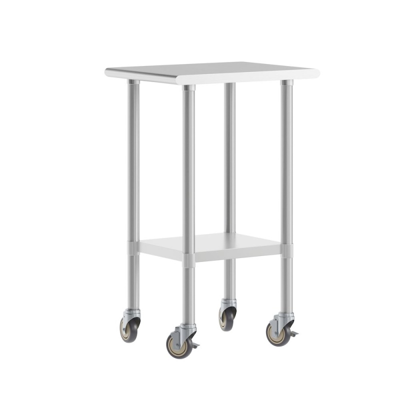 24X18 Portable Prep And Work Table With Top Shelf, Undershelf, 4 Casters
