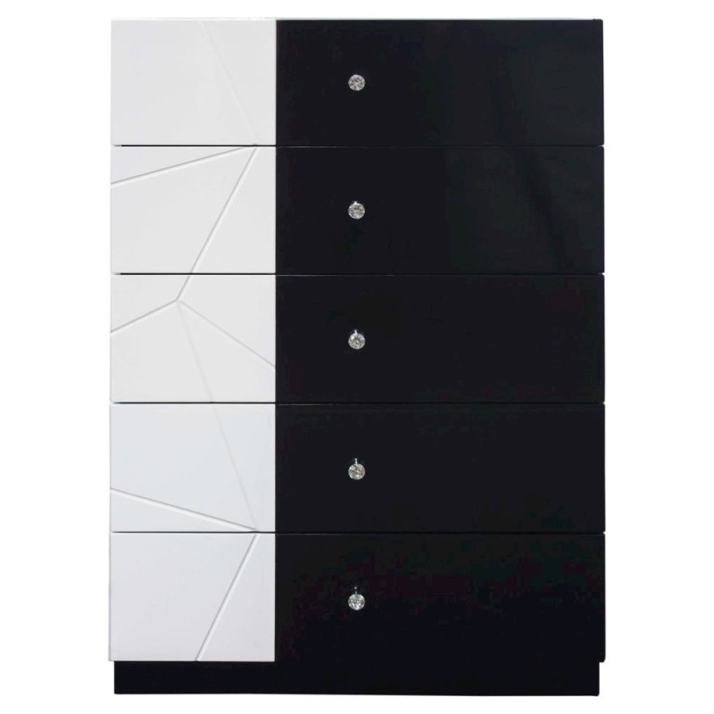 Best Master 5-Drawer Poplar Wood Bedroom Chest In White/Black