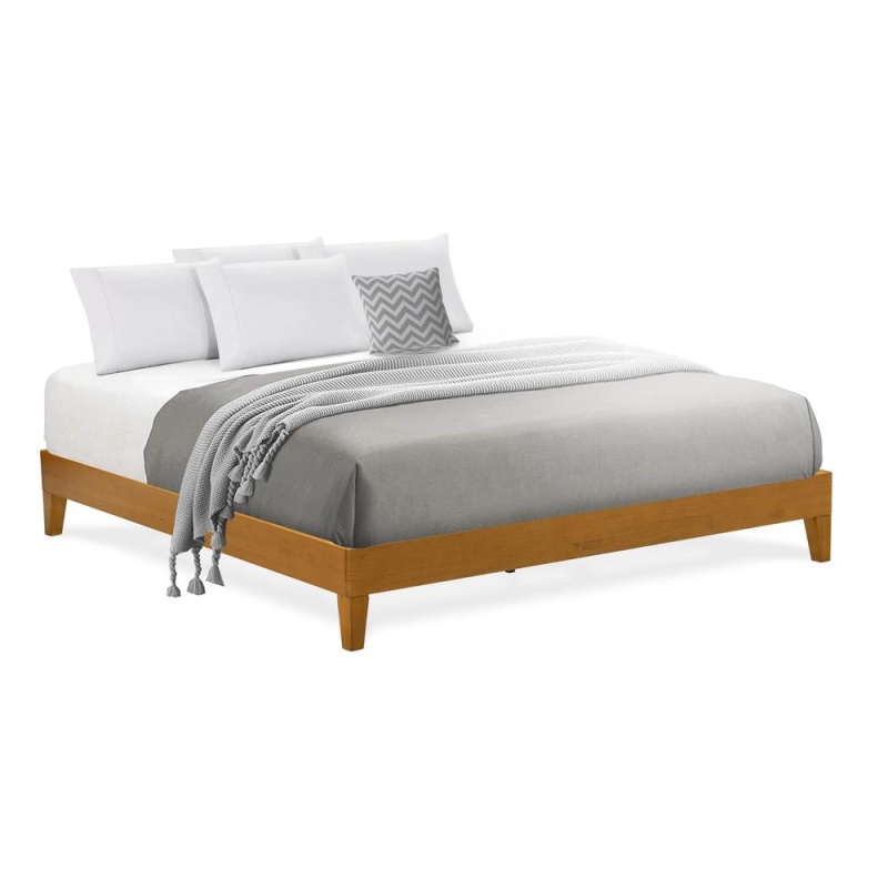 Nvp-23-K King Size Bed Frame With 4 Hardwood Legs And 2 Extra Center Legs - Oak Finish