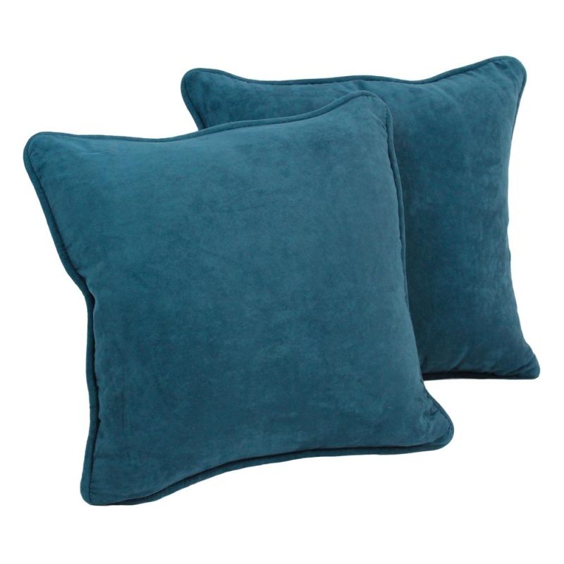 18-Inch Double-Corded Solid Microsuede Square Throw Pillows With Inserts, Teal