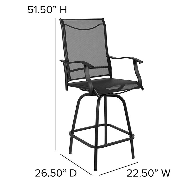 30" All-Weather Patio Swivel Outdoor Stools, Black, Set Of 2