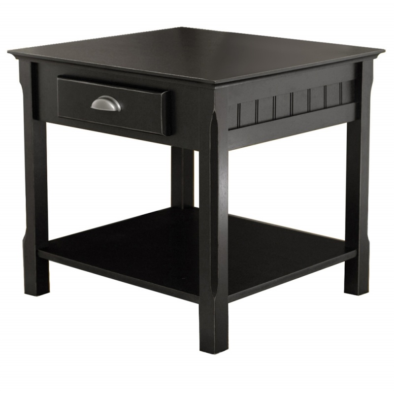 Timber End Table With One Drawer And Shelf