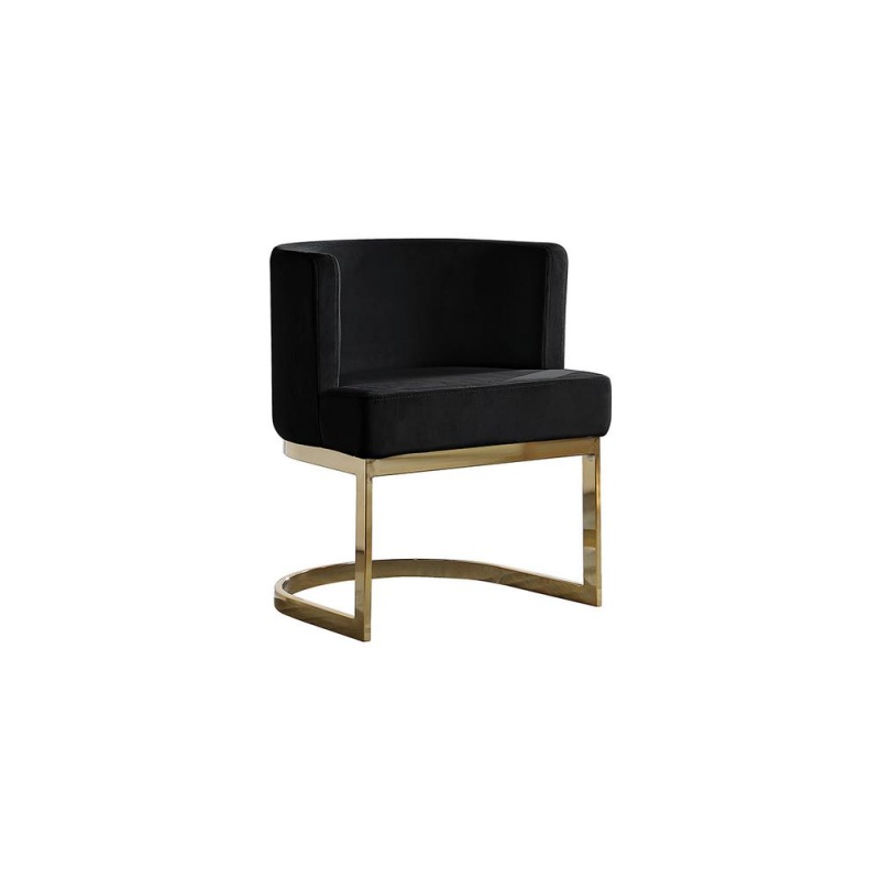 Black Velvet Side Chair With Gold, Chrome Base - Single