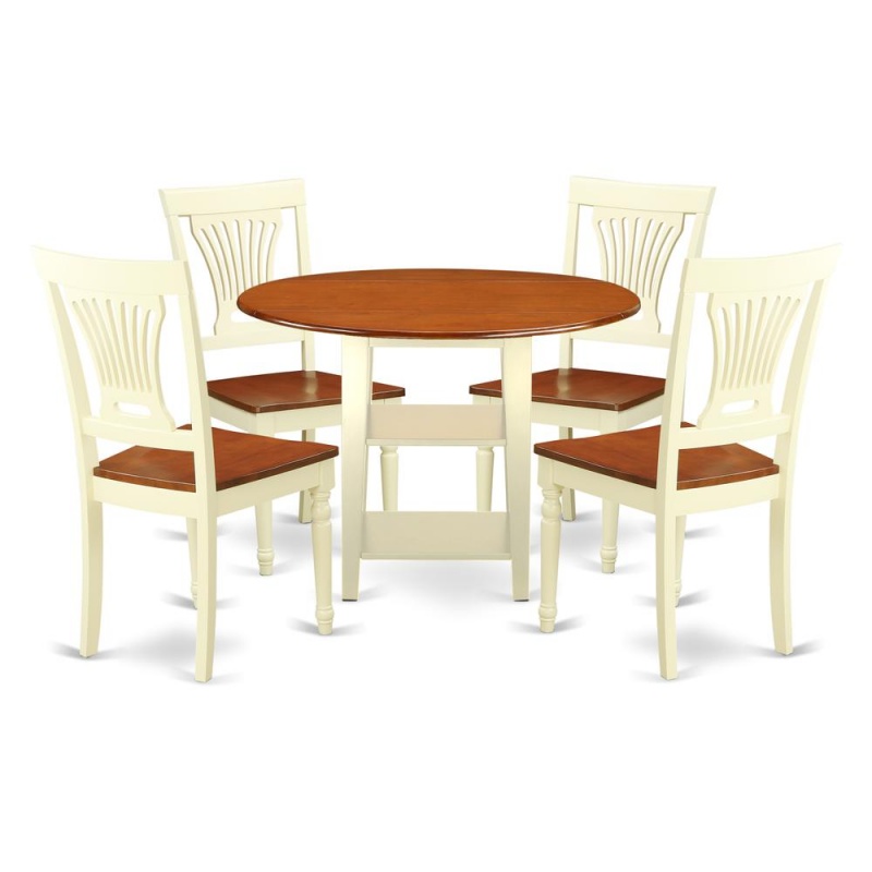 Dining Room Set Buttermilk & Cherry, Supl5-Bmk-w