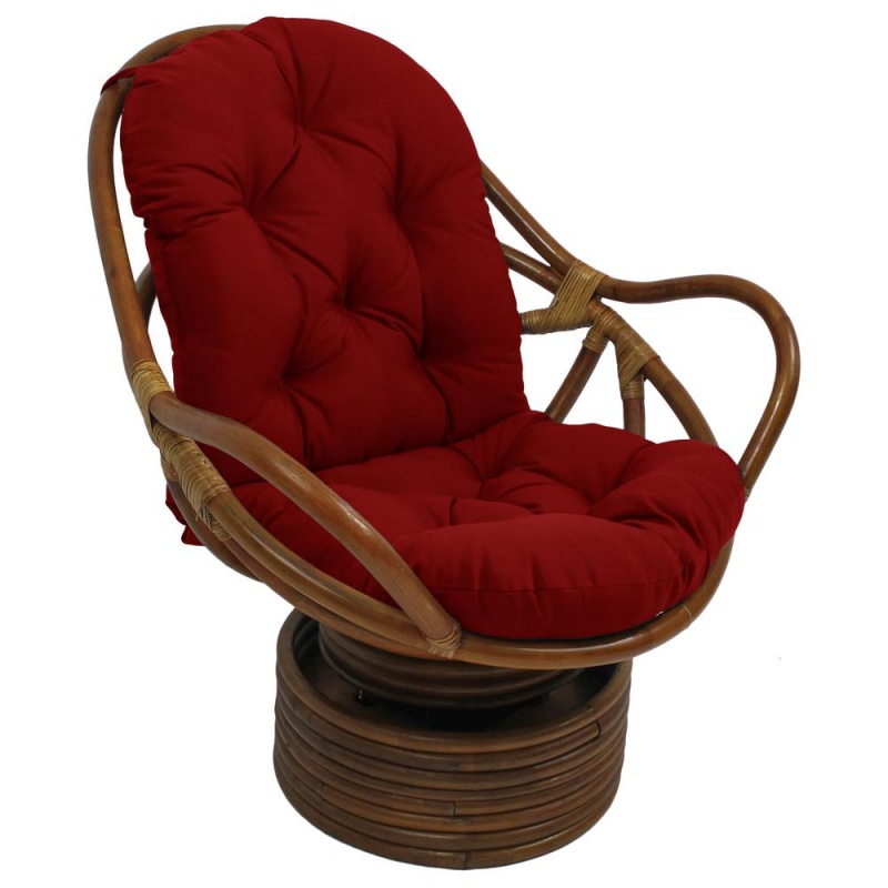 Rattan Swivel Rocker With Outdoor Fabric Cushion, Papprika