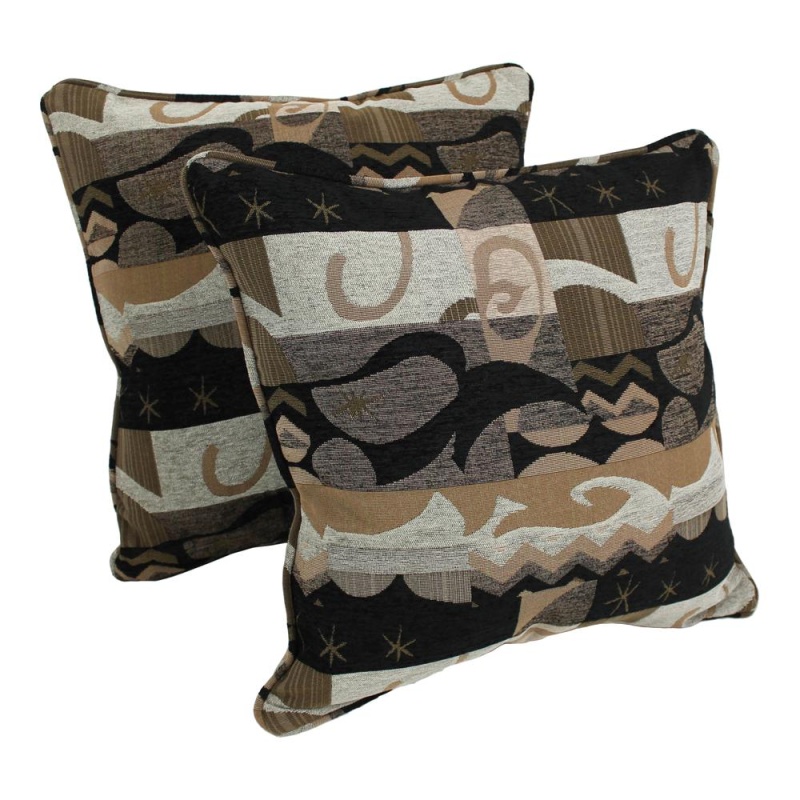 25-Inch Double-Corded Patterned Jacquard Chenille Square Floor Pillows With Inserts (Set Of 2) 9813-Cd-S2-Jch-02