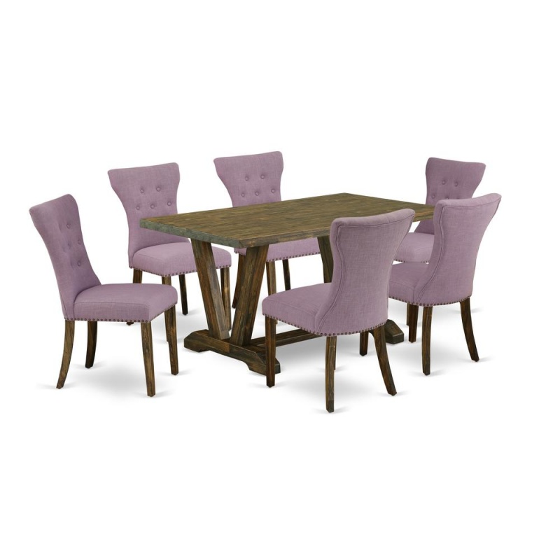 7-Piece Small Dining Table Set with 6 Parson Chairs