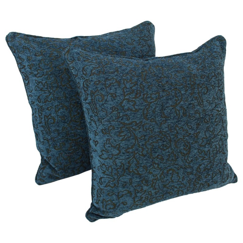 25-Inch Blue Floral Square Floor Pillows with Inserts (Set of 2)