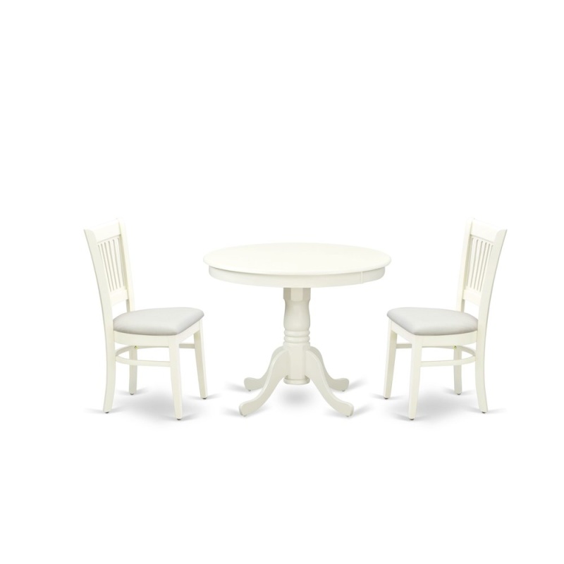 3-Pc Dining Room Table Set with 2 Wooden Chairs