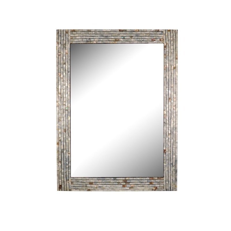 Chloe's Reflection Seashell Finish Rectangular Framed Wall Mirror, 32" High