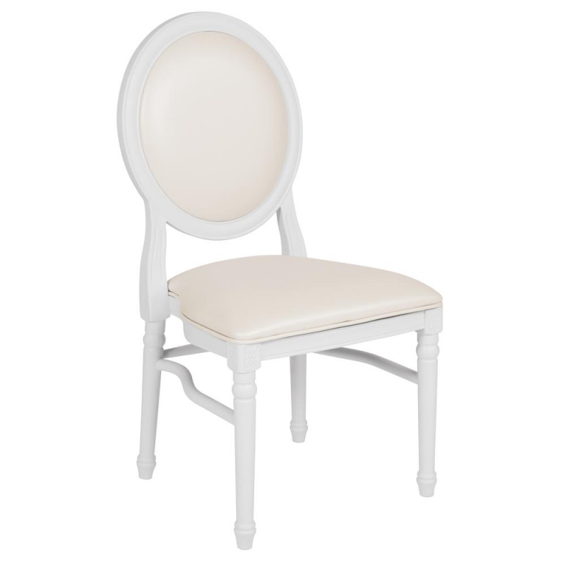 900 Lb. Capacity King Louis Chair With White Vinyl Back And Seat And White Frame