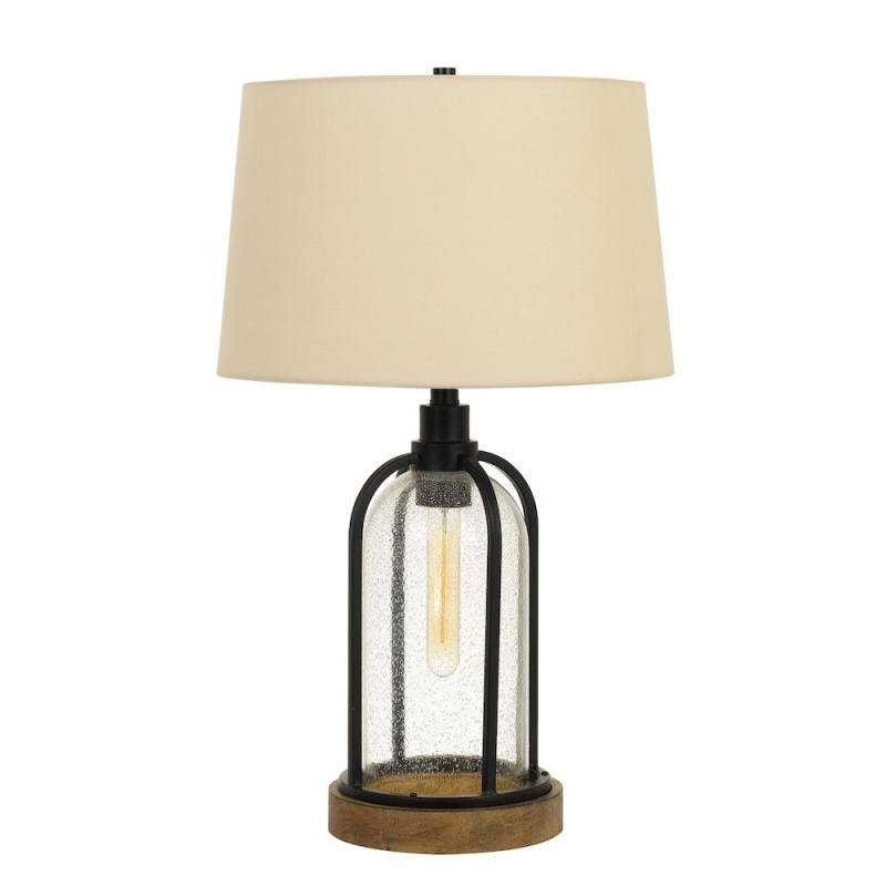 Ciney Glass/Metal/Pine Wood Table Lamp