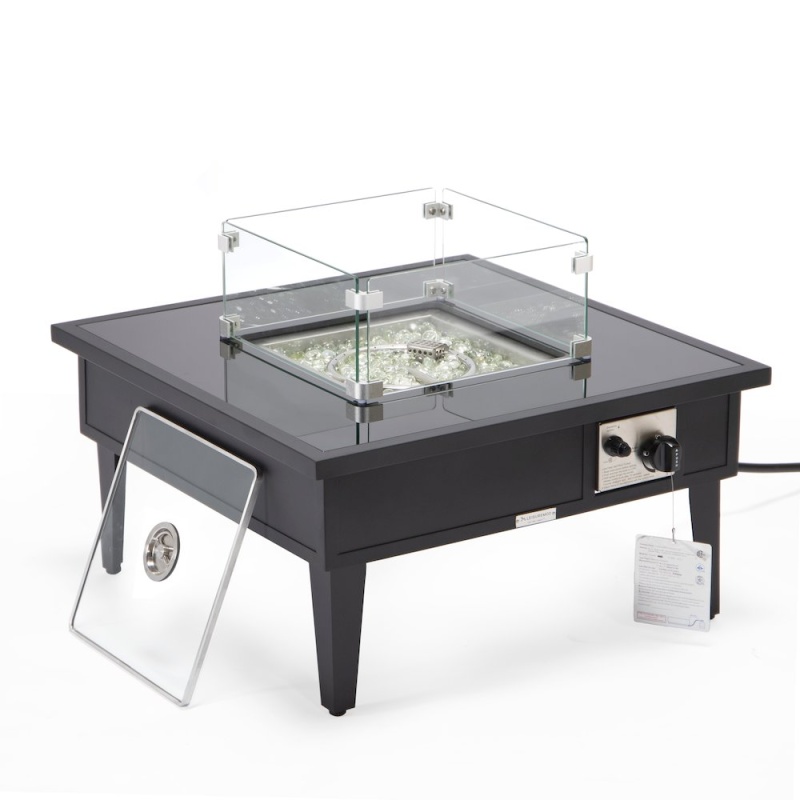 Walbrooke Outdoor Patio Aluminum Square Fire Pit Side Table