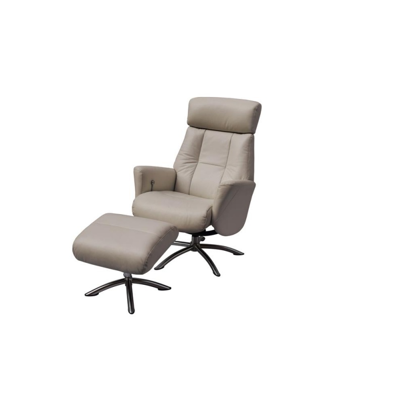 Addison Recliner Armchair And Ottoman Gray Leather Manual Relax