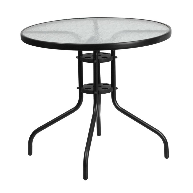 31.5'' Round Tempered Glass Metal Table