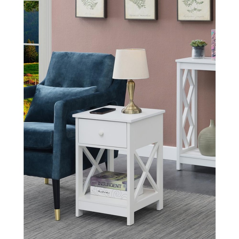 Oxford 1 Drawer End Table White