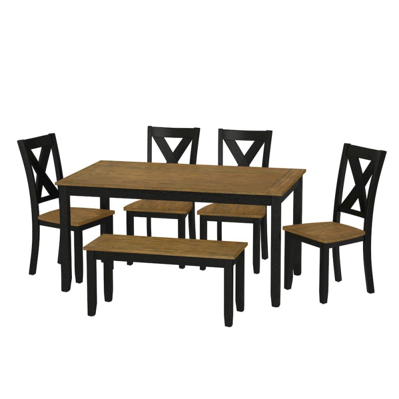 Radiant Earthen Dusk Arlington 6-Piece Dining Table With 4 Chairs And Bench