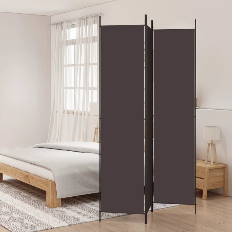 3-Panel Room Divider Brown 59.1"X86.6" Fabric