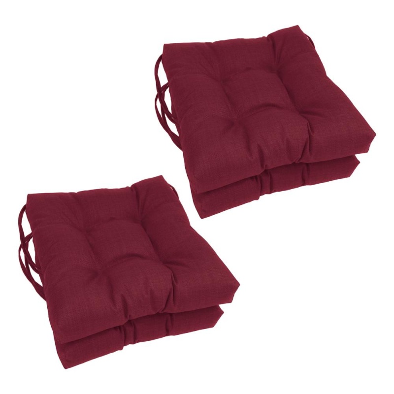 16-Inch Spun Polyester Solid Outdoor Square Tufted Chair Cushion