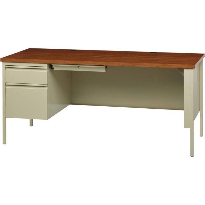Lorell Fortress Series Left-Pedestal Desk - For - Table Toprectangle Top X 66" Table Top Width X 30" Table Top Depth X 1.12" Table Top Thickness - 29.50" Height - Assembly Required - Oak, Oak Laminate