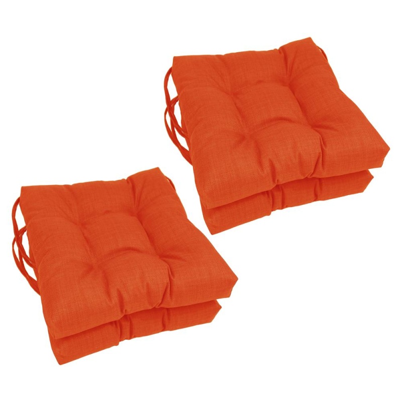 16-Inch Spun Polyester Solid Outdoor Square Tufted Chair Cushion
