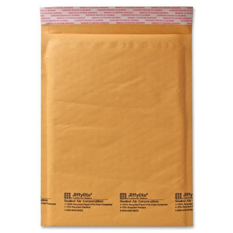 Sealed Air Jiffylite Cellular Cushioned Mailers - Bubble - #2 - 8 1/2" Width X 12" Length - Peel & Seal - Kraft - 100 / Carton - Kraft