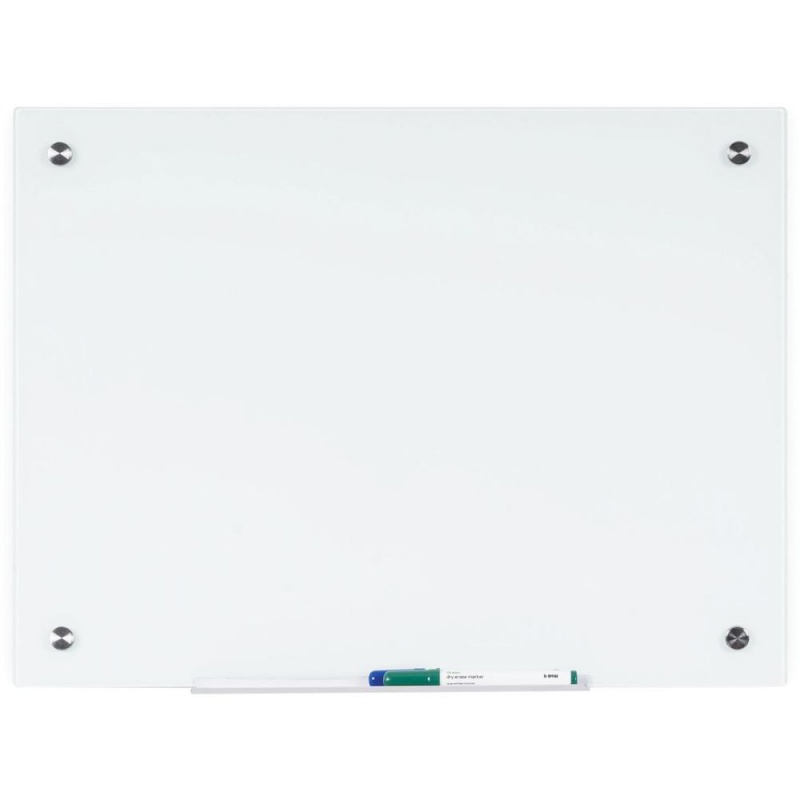 Bi-Silque Magnetic Glass Dry Erase Board - 36" (3 Ft) Width X 48" (4 Ft) Height - White Glass Surface - Rectangle - Horizontal/Vertical - 1 Each
