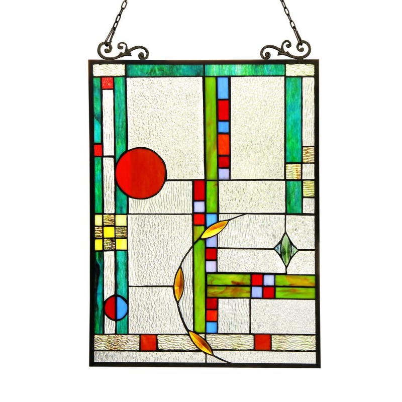Mondriaan Tiffany-Glass Window Panel 17.5X25