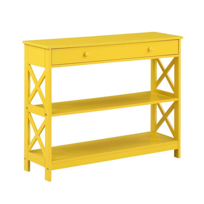 Oxford 1 Drawer Console Table With Shelves -Yellow