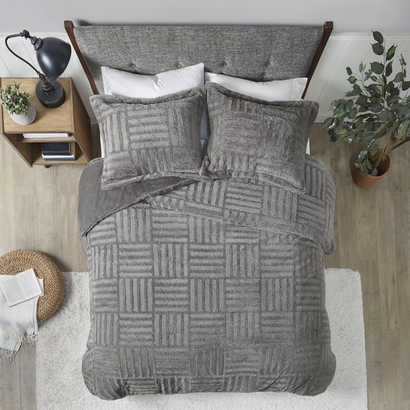 Madison Park Arctic Fur Down Alternative Comforter Mini Set in Grey