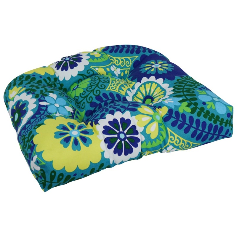 19-Inch U-Shaped Patterned Spun Polyester Tufted Dining Chair Cushion