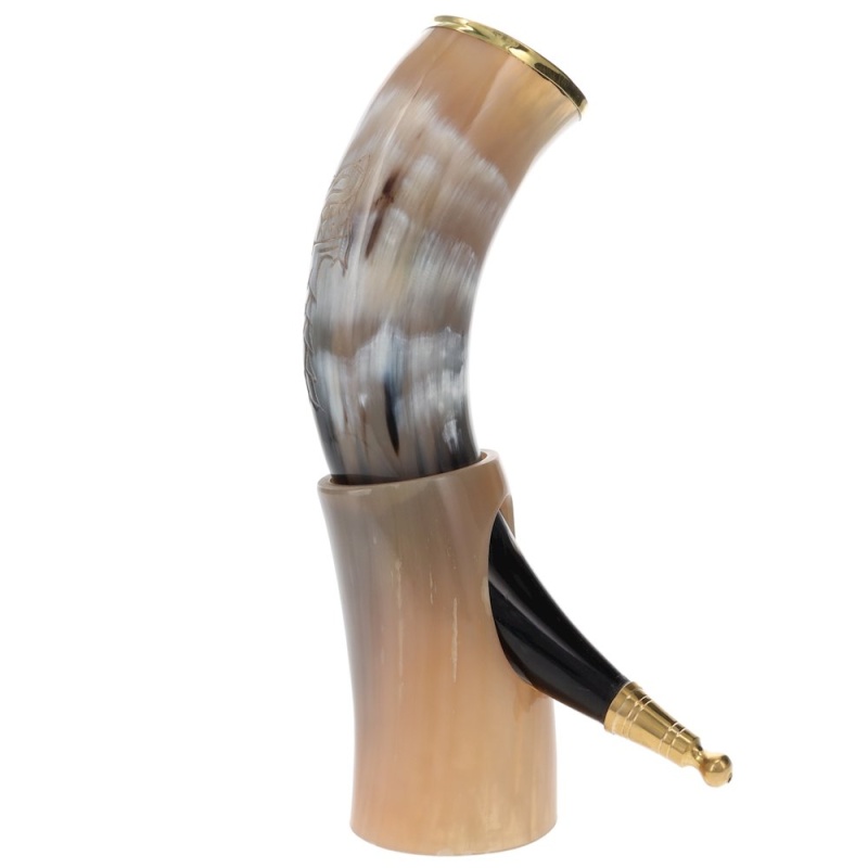 Olaf's Ale House Decorative Viking Horn And Stand