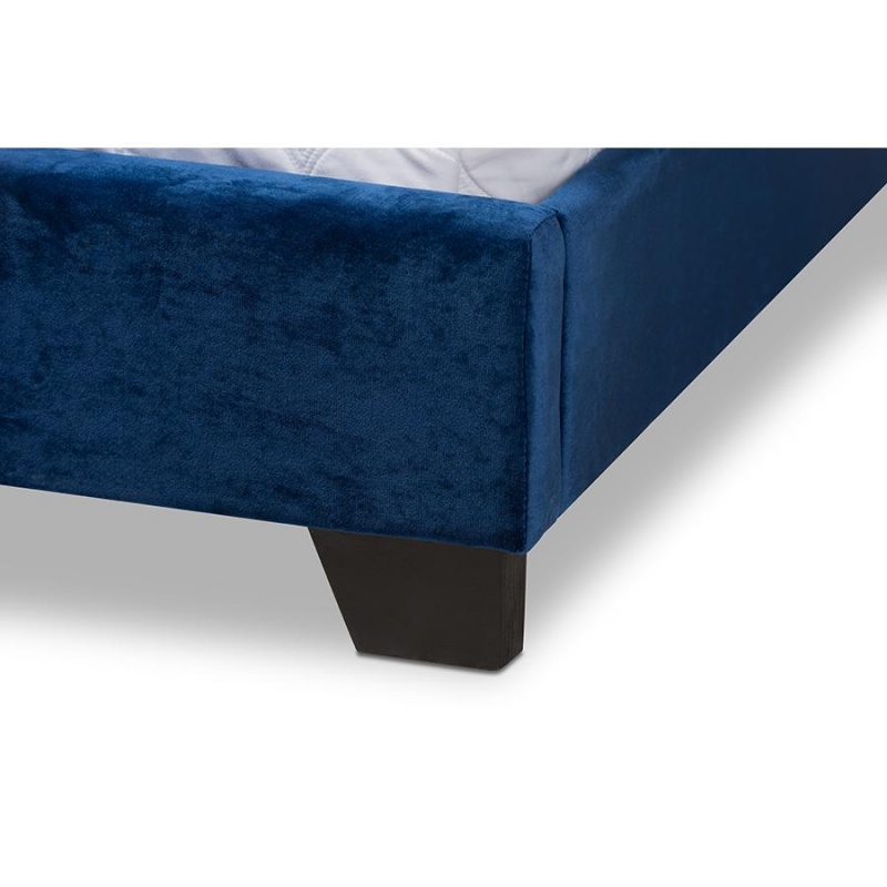Darcy Luxe And Glamour Navy Velvet Upholstered Full Size Bed