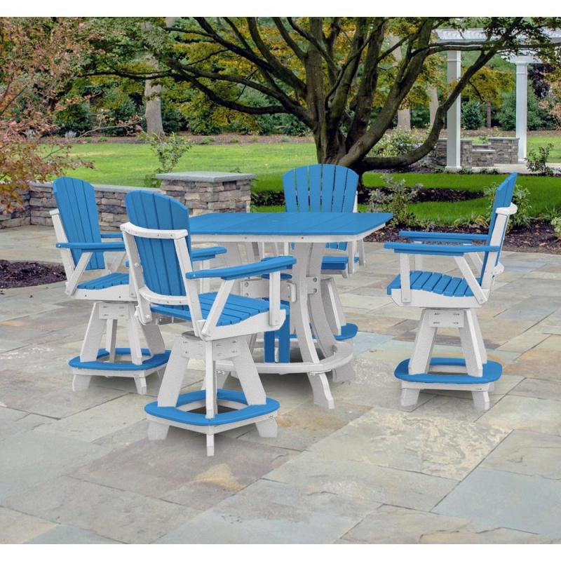 Os Home And Office Model Cs130bw-K Five Piece Square Counter Height Dining Set In Blue On A White Base