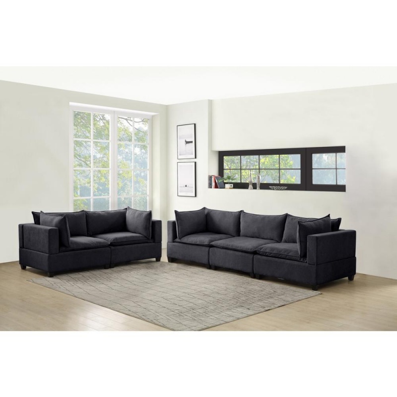 Madison Dark Gray Fabric Sofa Loveseat Living Room Set