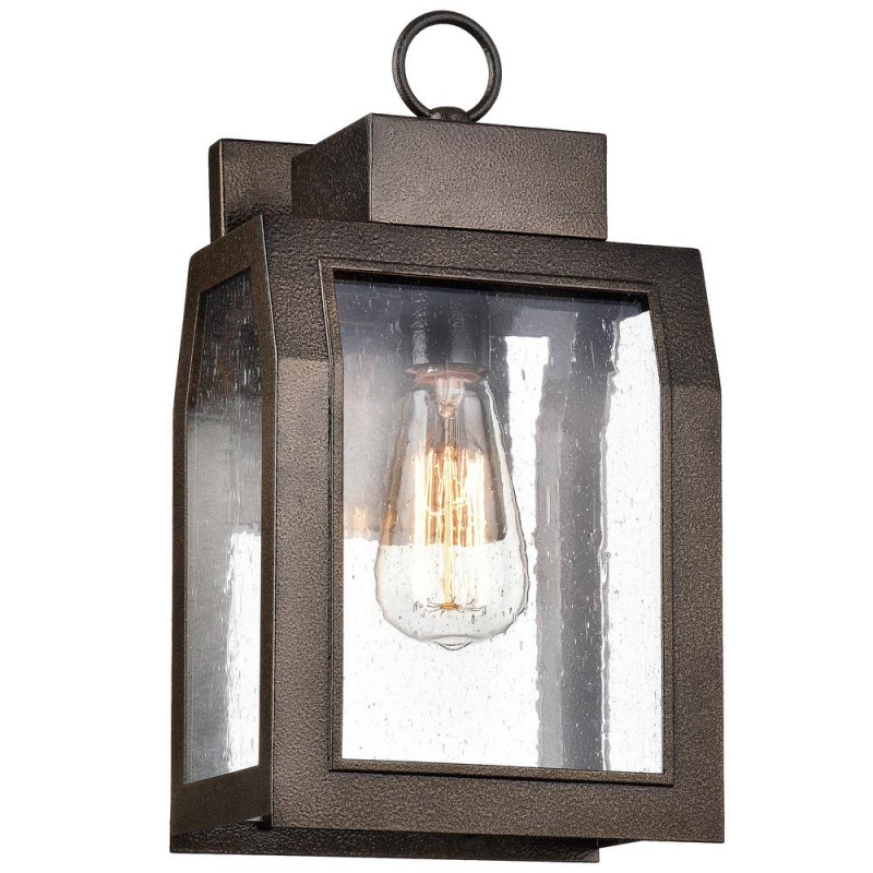 Milton Industrial-Style 1 Light Antique Gold Outdoor Wall Sconce 14" Tall