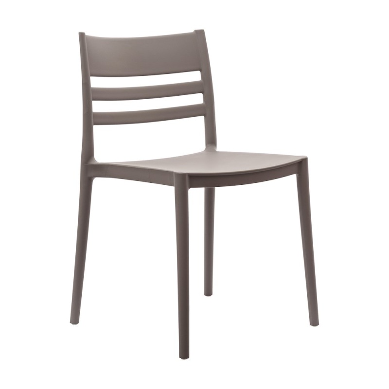 Bridgeport Stacking Patio Chair With Slatted Backrest In Gray