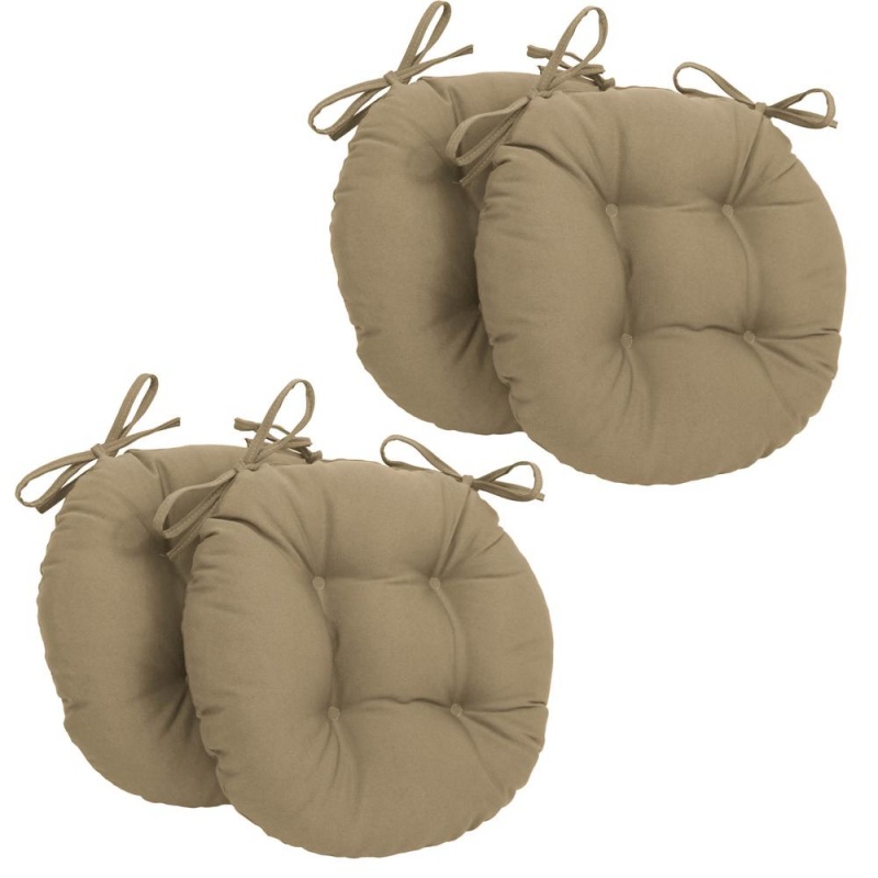 16-Inch Solid Twill Round Tufted Chair Cushions (Set of 4)