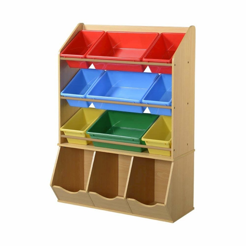 12 Bin Organizer For Toys, Etc With Nine Colorful, Removable Plastic Bins