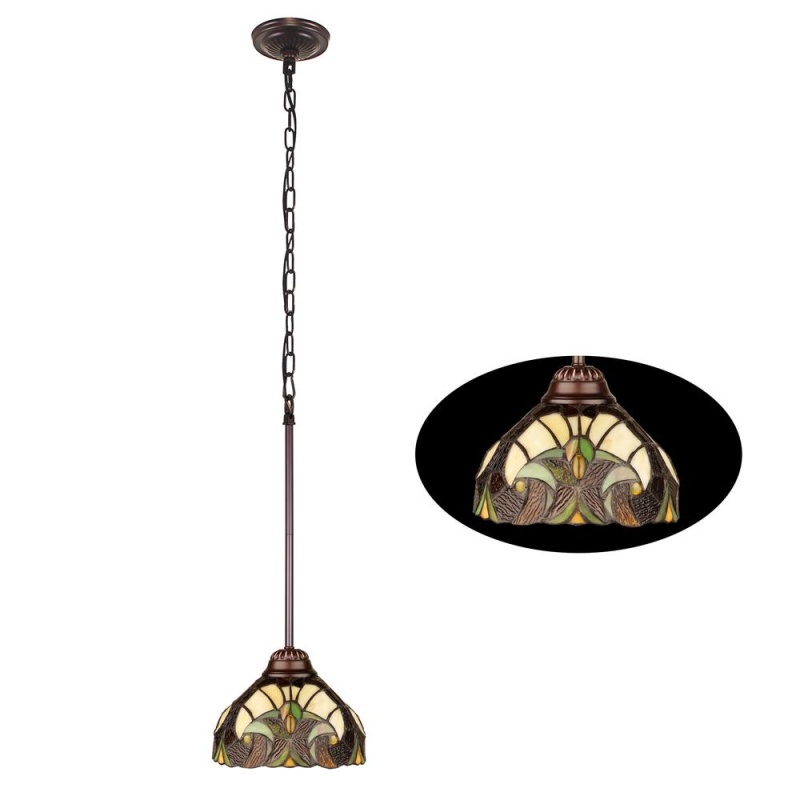 1-Light Antique Dark Bronze Finish Ceiling Mini Pendant 8" Shade