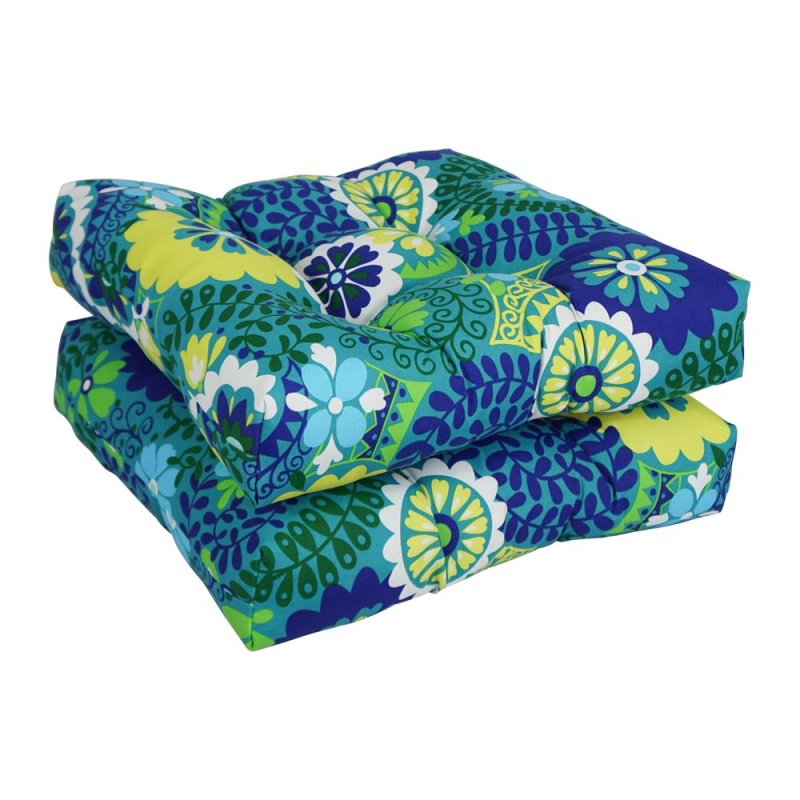 19-Inch Squared Patterned Spun Polyester Tufted Dining Chair Cushions (Set Of 2) 94005-2Ch-Reo-34