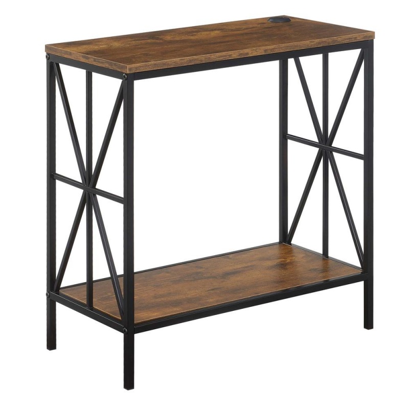 Tucson Starburst Chairside End Table With Charging Station and Shelf