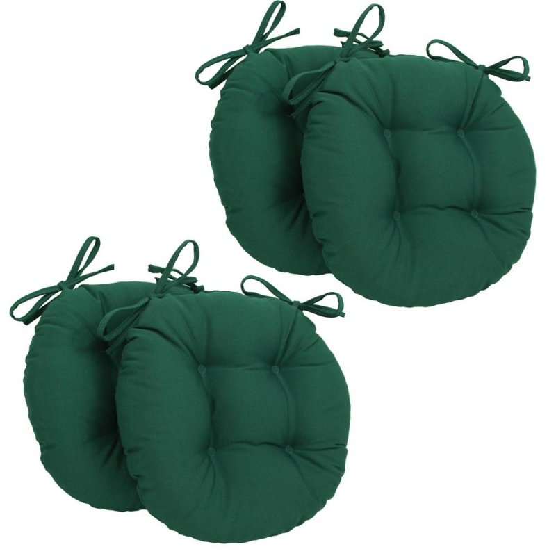 16-Inch Solid Twill Round Tufted Chair Cushions (Set Of 4)