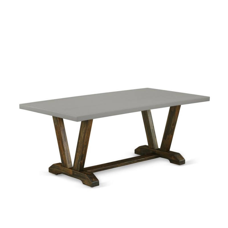 Dining Table Distressed Jacobean & Cement, Vt797